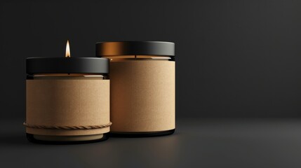 Modern Black Candle Duo, Perfect for Spa-Themed Decor, Copyspace, Candle Mockup