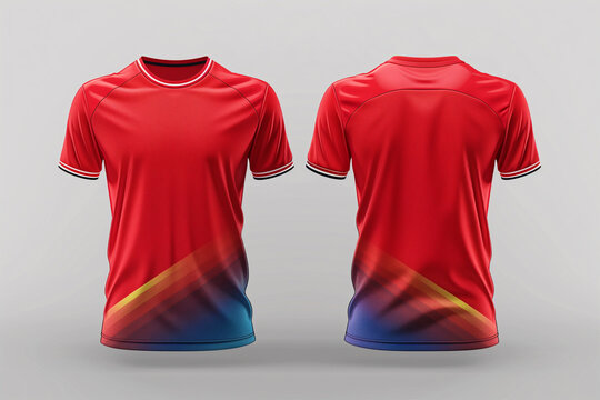 red jersey template for team club, jersey sport, front and back, Tshirt mockup sports jersey template design for football soccer, racing, gaming, sports jersey