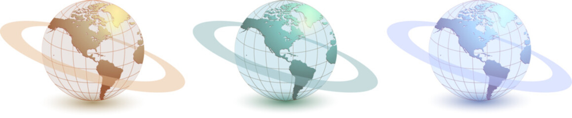 Naklejka premium Earth globe icon, blue planet with dynamic orbit.