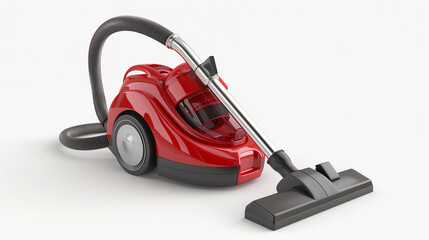 Red vacuum cleaner isolated on white background. 3d illustration.