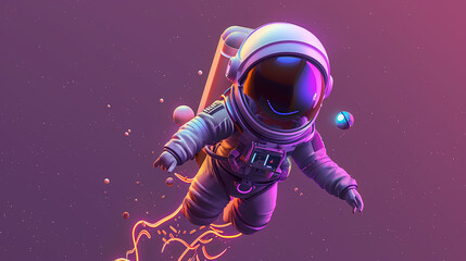 3d render spaceman astronaut flying with rocket 3d illustration design.