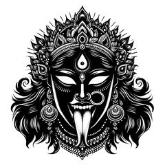 Hindu Goddess Kali Mata face Vector Illustration
