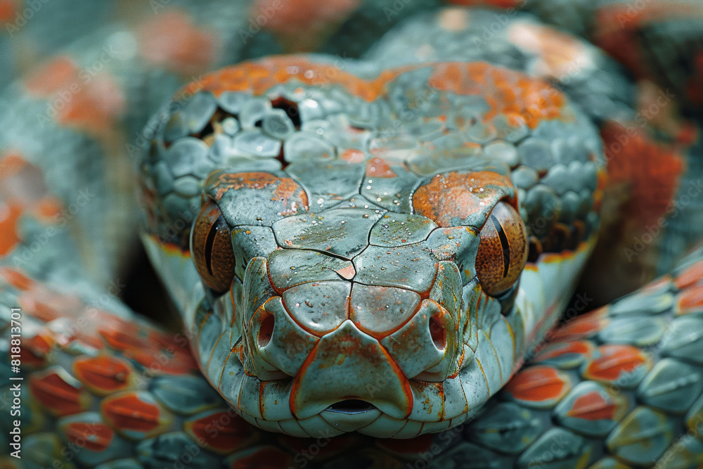 Poster illustration of a snake with a shattered outline, symbolizing the confinement of reptiles in enclosu