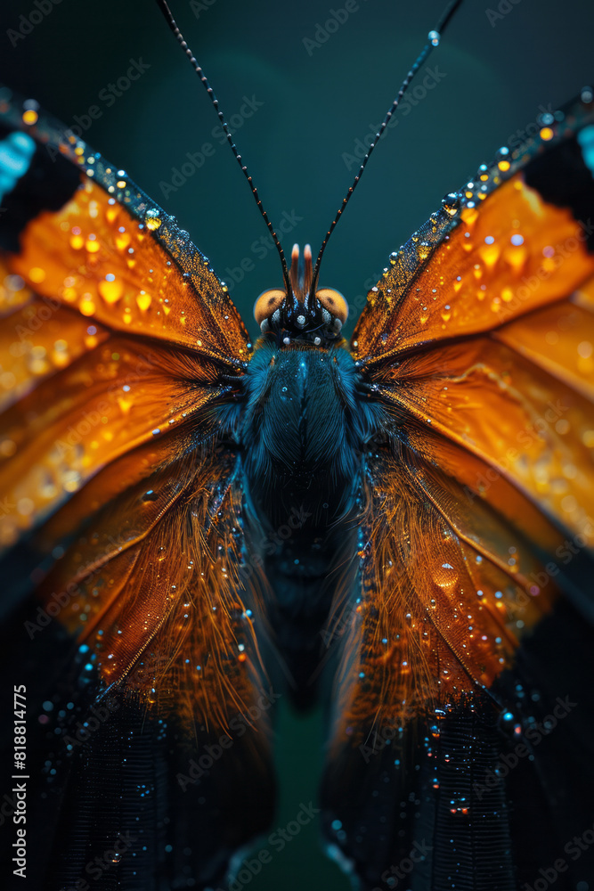 Fototapete Abstract image of a butterfly with sharp lines slicing through its wings, preventing it from fluttering freely,