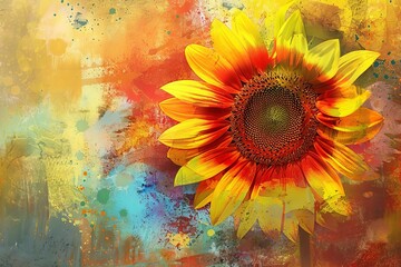 flowers sunflowers bloom nature closeup vibrant yellow digital painting beauty growth warmth life floral 