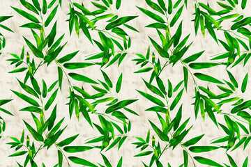 Fototapeta premium Fresh green bamboo leaf pattern with a seamless, decorative design perfect for tiles and ornaments, bringing a natural, modern touch to any decor
