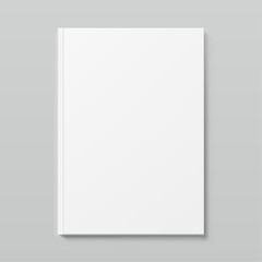 Blank hardcover book mockups. Vector illustration isolated on grey background. It can be used for promo, catalogs, brochures, magazines, etc. Ready for your design. EPS10.