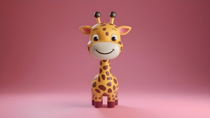 3d cute giraffe character with a smile.