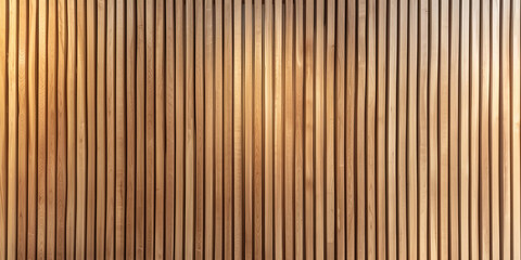 Wooden wall background with vertical slats, texture of natural wood paneling for interior design or backdrop. Wooden paneling wall. 
