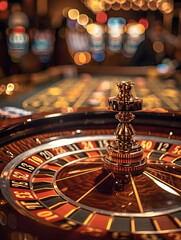 Close up photo of a luxury roulette wheel in a gambling casino, casino concept, gambling, slots concept