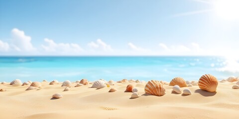 Seashells and sand on the sea beach