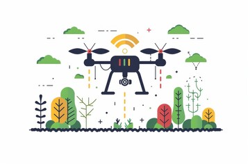Spraying drones with advanced technology conduct irrigation research, support smart farming tech, manage forestry gardens, and enhance farm robot operations at night.