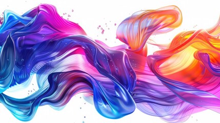 Colorful wave of liquid on white background ,Abstract background with bright color dye splash, liquid watercolor backdrop design, Color Paint background abstract pattern