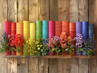Classic library room with books arranged by the colors of the rainbow, intellectual and stylish, LGBT pride in education