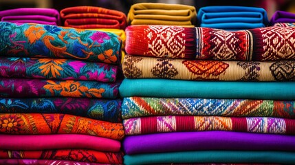 Colorful and traditional mexican textiles. the vibrant beauty of sarapes and intricate huipils