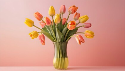A vase of tulips in gradients of sunshine yellow a upscaled_4