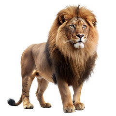 Majestic Lion Standing on Transparent Background in High Detail