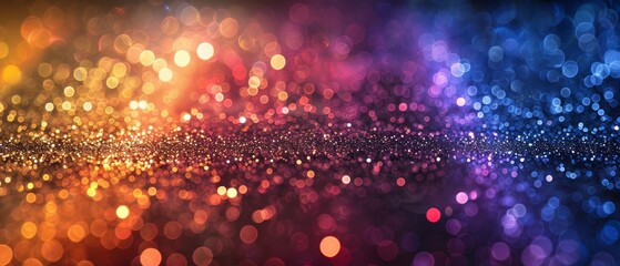Digital wallpaper featuring glittering rainbow particles, an abstract representation of LGBT pride against a dark background for contrast - Powered by Adobe