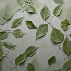 concrete with detailed leaf veins in olive green