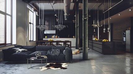 Fototapeta premium Scandinavian-inspired dining room with clean lines and light wood furniture