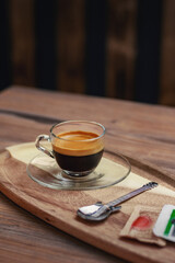 cup of black coffee, stylish restaurant