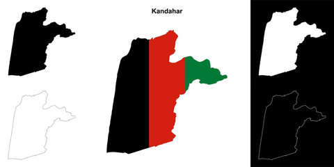 Kandahar province outline map set