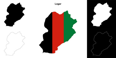 Logar province outline map set