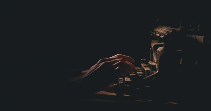 Typing on retro typewriter