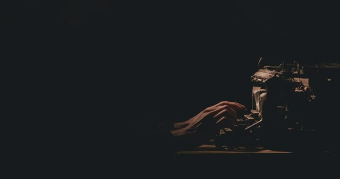 Typing on retro typewriter