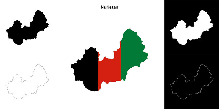 Nuristan province outline map set