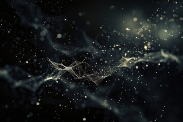 an abstract image of a network of dots on a dark background.
