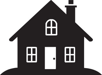 House silhouette. Silhouette of House in black and white colors. Hand Drawn House isolated on white
