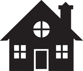 House silhouette. Silhouette of House in black and white colors. Hand Drawn House isolated on white
