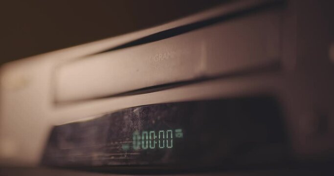 Playing a VHS tape in a VCR video recorder