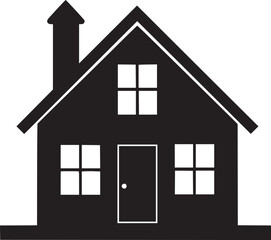 House silhouette. Silhouette of House in black and white colors. Hand Drawn House isolated on white