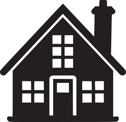 House silhouette. Silhouette of House in black and white colors. Hand Drawn House isolated on white