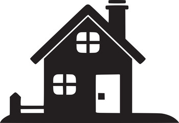 House silhouette. Silhouette of House in black and white colors. Hand Drawn House isolated on white