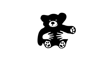 bear embrace logo, black isolated silhouette