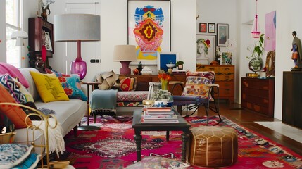 Contemporary urban loft with floor-to-ceiling windows and industrial accents