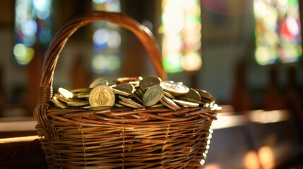  Basket of tithes and offerings in the Church return to God stewardship financial management