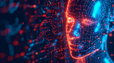 AI-Generated Digital Human Face. Generative AI.