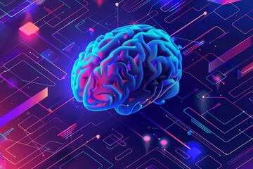 Futuristic Brain with Digital Circuit. Generative AI.