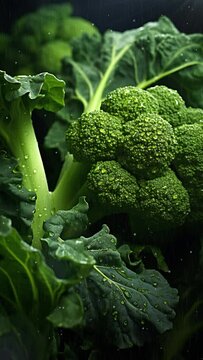 Video Vertical recreation of broccoli in a plant	