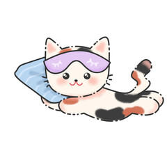 kawaii cat cartoon with broken lines