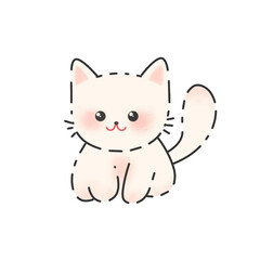 kawaii cat cartoon with broken lines