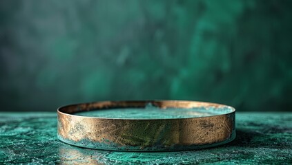 Fototapeta premium Green podium background platform product 3d studio presentation stage. Light abstract simple pedestal floor stand scene, wall pastel green color background render. Generative AI illustration