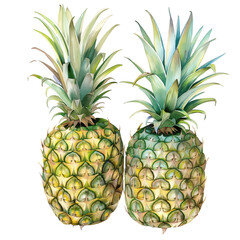 Fototapeta premium Pineapple, Ananas, Ananas comosus, Watercolor illustration