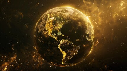 Beautiful golden digital image of the earth