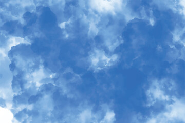 Obraz premium Pastel sky blue paint background aquarelle texture pattern blank space with soft puffy cloudy white center. Beautiful grunge blue background for making graphics design. Sky blue watercolor background