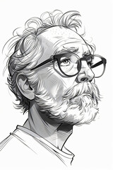 Fototapeta premium hand-drawn minimalistic comic doodle of a scientist in scribbled lines